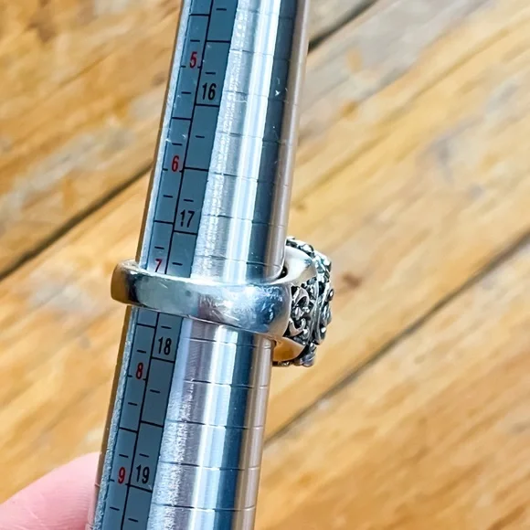 Antique 14k ESPO Yellow Gold Sterling Silver Ring 925 Joe Esposito Size 7-7.5 - Picture 5 of 5